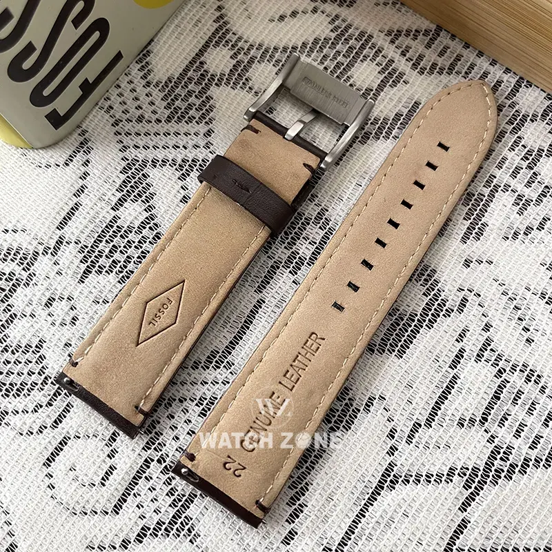 Fossil 22mm Chocolate Brown Genuine Leather Watch Strap